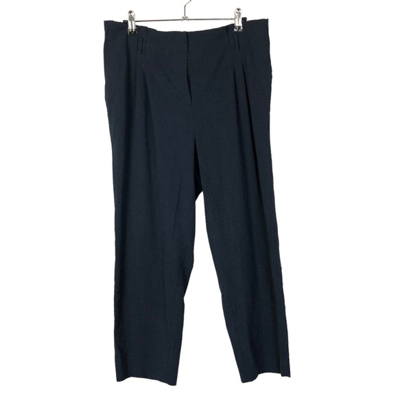 Ann Taylor LOFT Navy Blue High Rise Paperbag Straight Leg Pants L - Picture 1 of 3